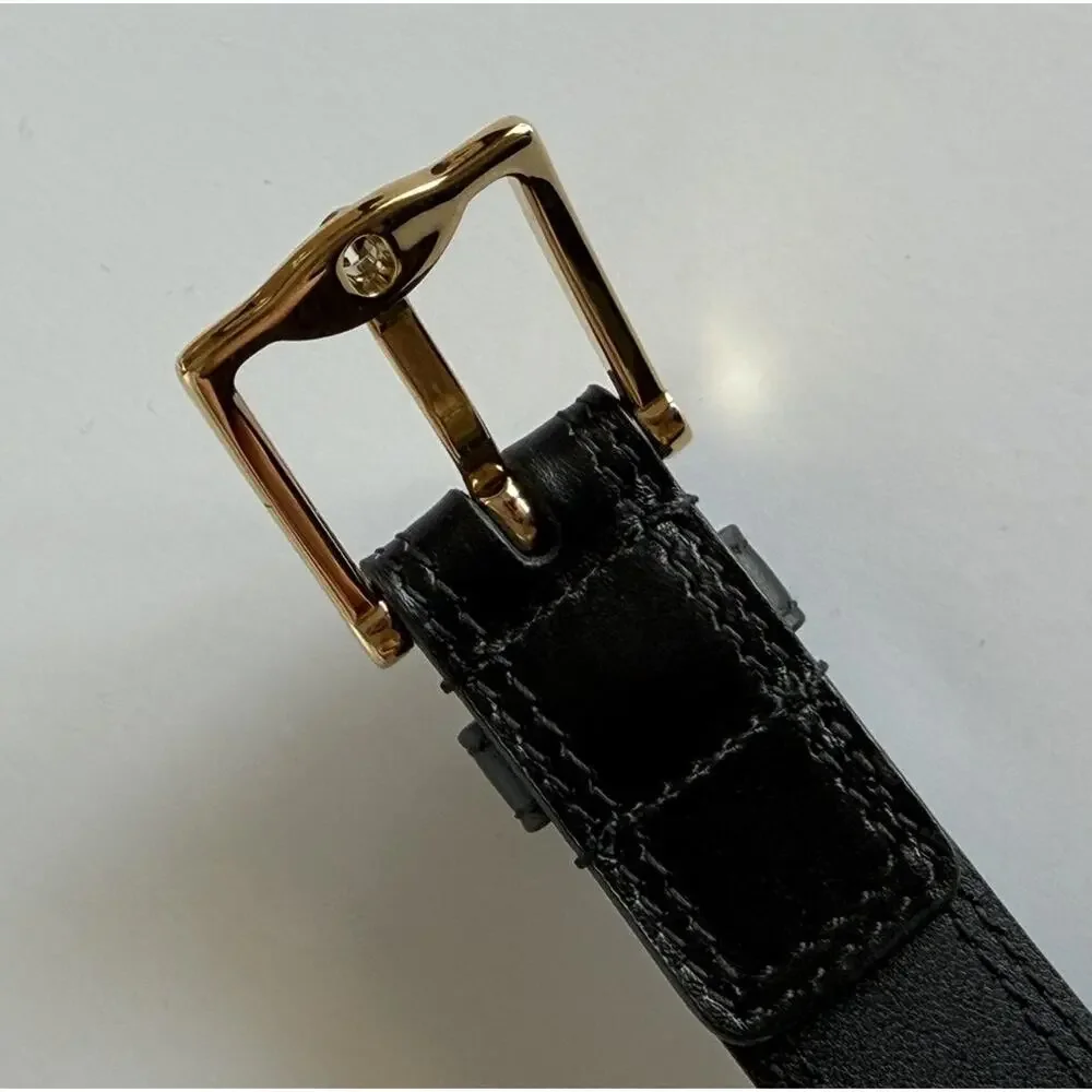 Gucci Men's Rectangular Buckle Leather Belt Black 85/34 Italy 715600 NWOT